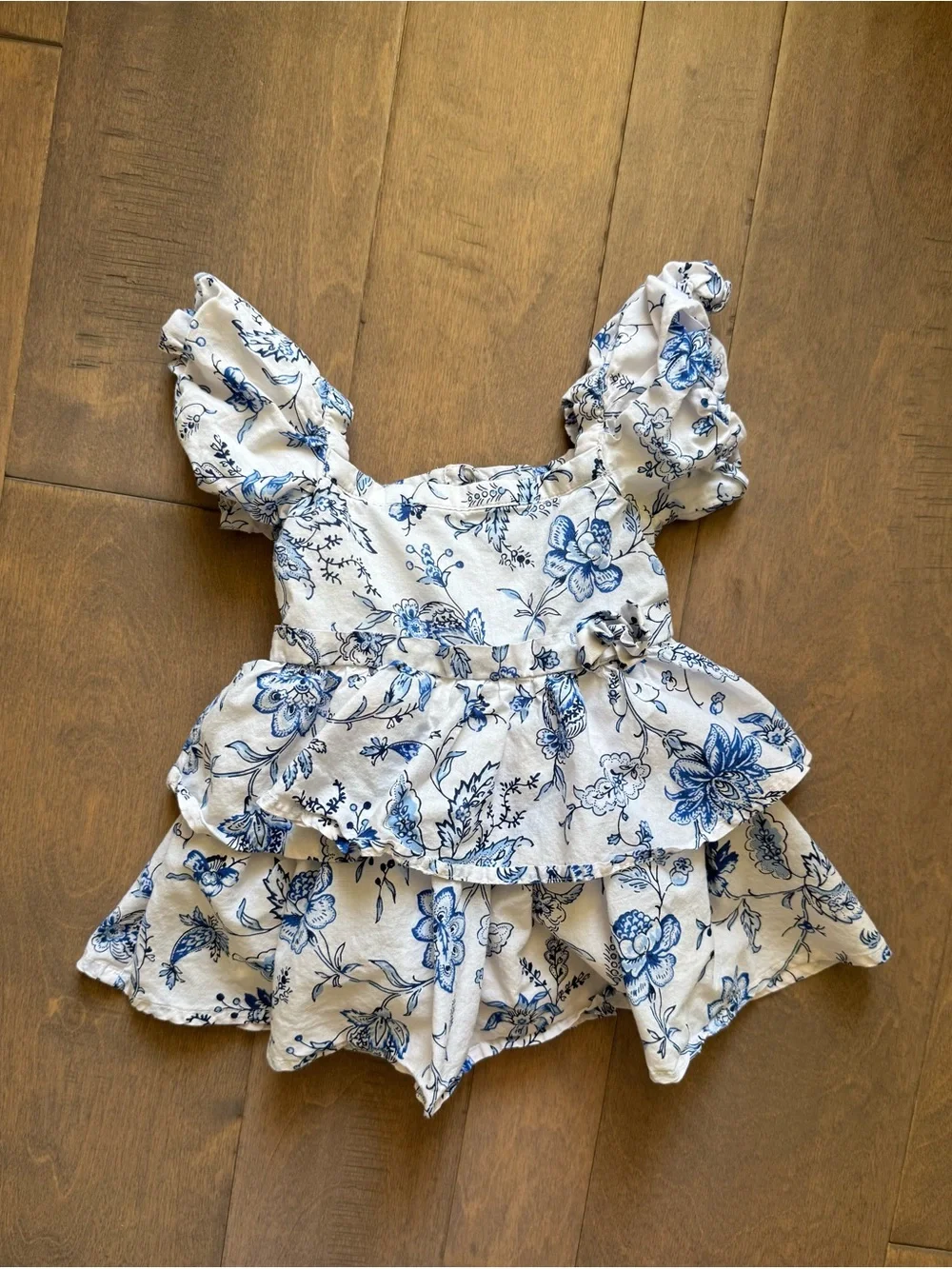 Janie and Jack Floral Tiered Bubble Sleeve Dress